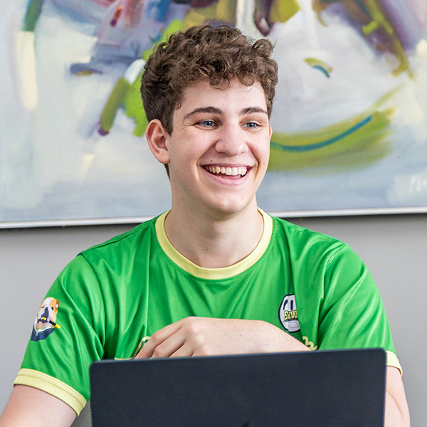 Student at computer